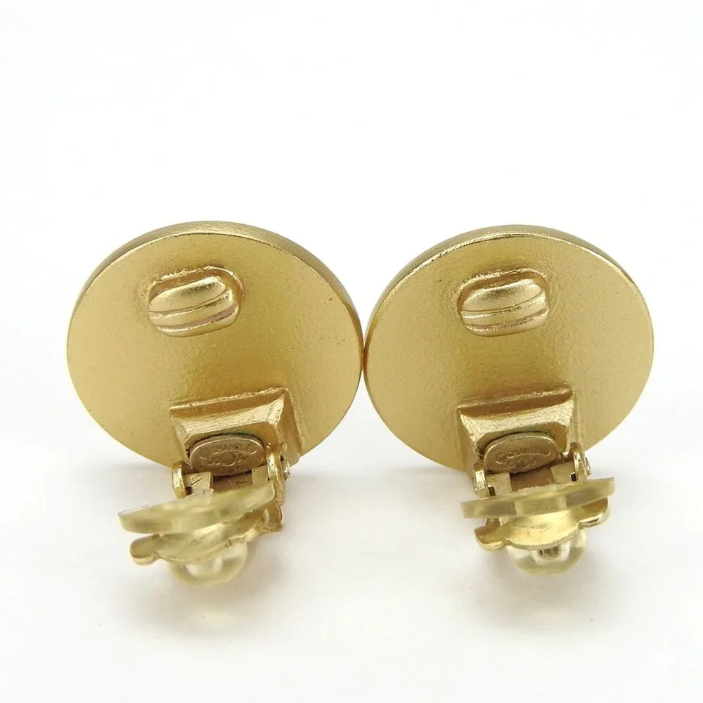 CHANEL Red Logo Earrings